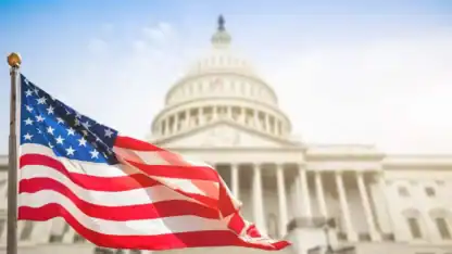 Image of white house with American flag