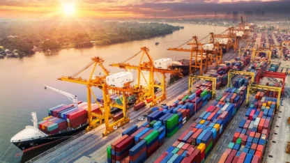 International cargo containers importing goods that will face tariffs