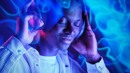Man enjoying music in headphones