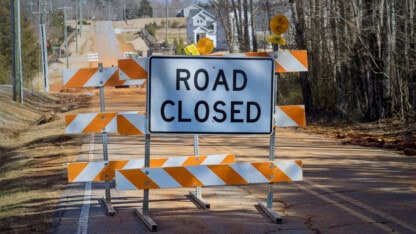 Road closed sign representing proposed changes to GASB infrastructure assets