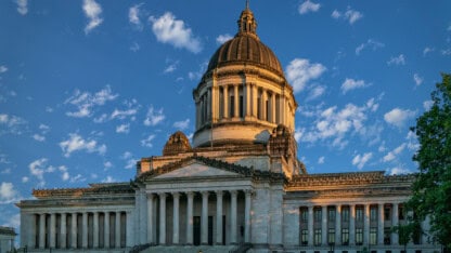 Capitol government building on Washington state grounds.